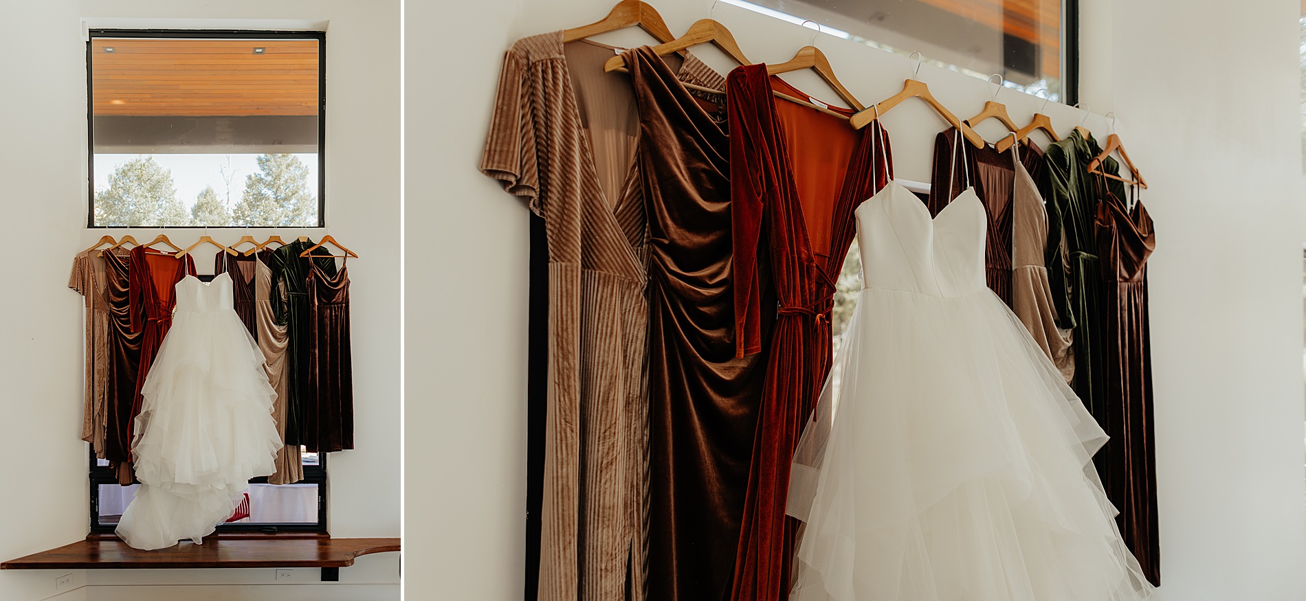 wedding dress and fall bridesmaids dresses