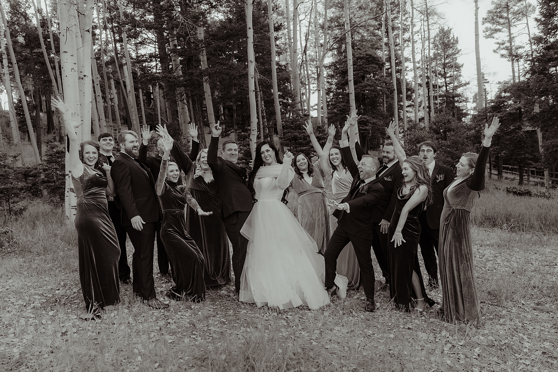 timeless wedding party photos from Intimate Angel Fire, NM Micro Wedding