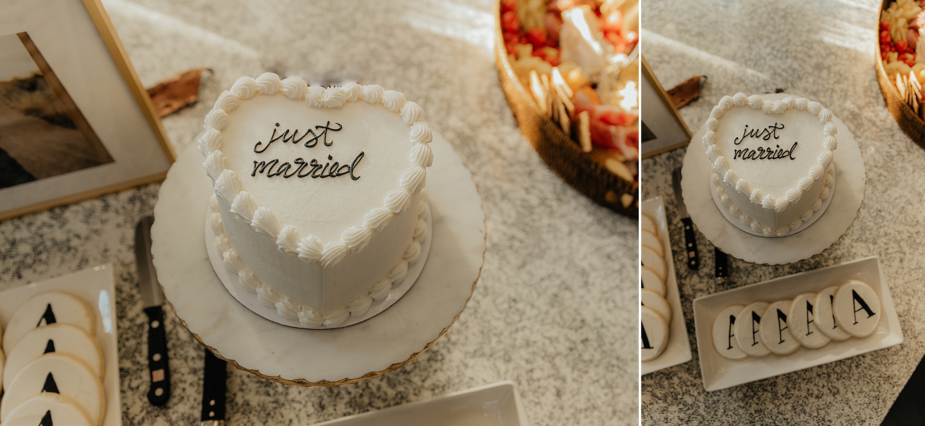 just married heart cake