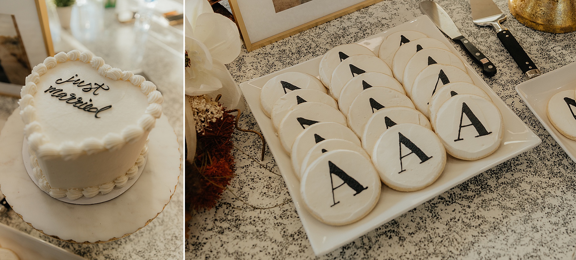 cake and monogram cookies