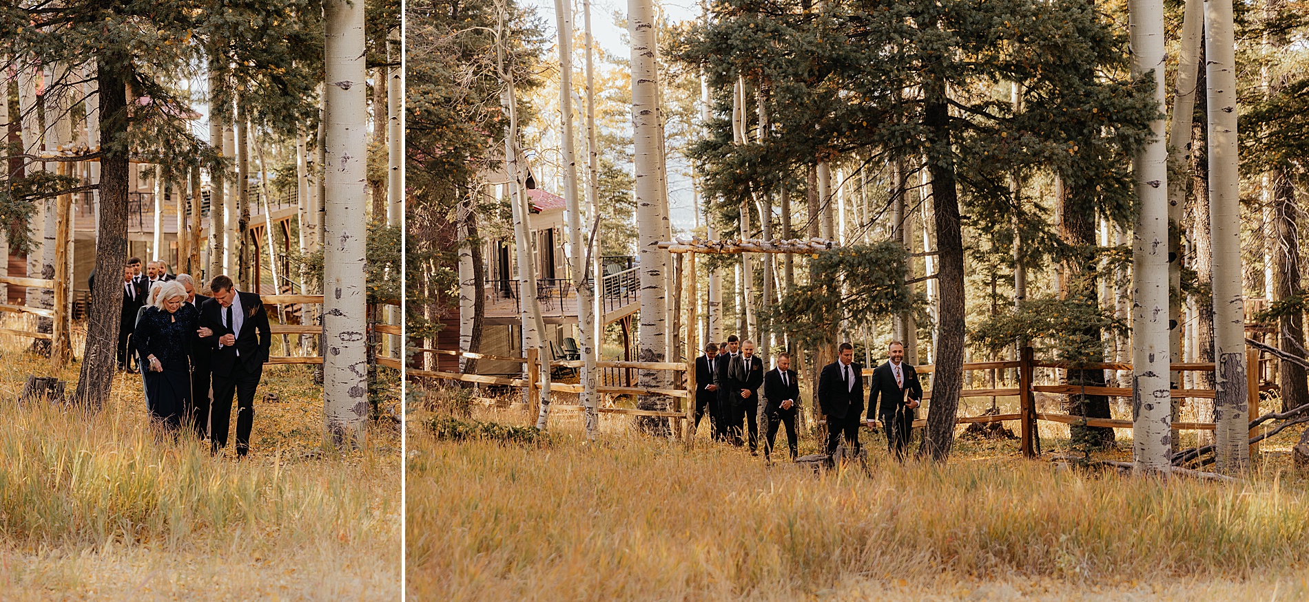 groomsmen walk through around property at Angel Fire NM Vrbo