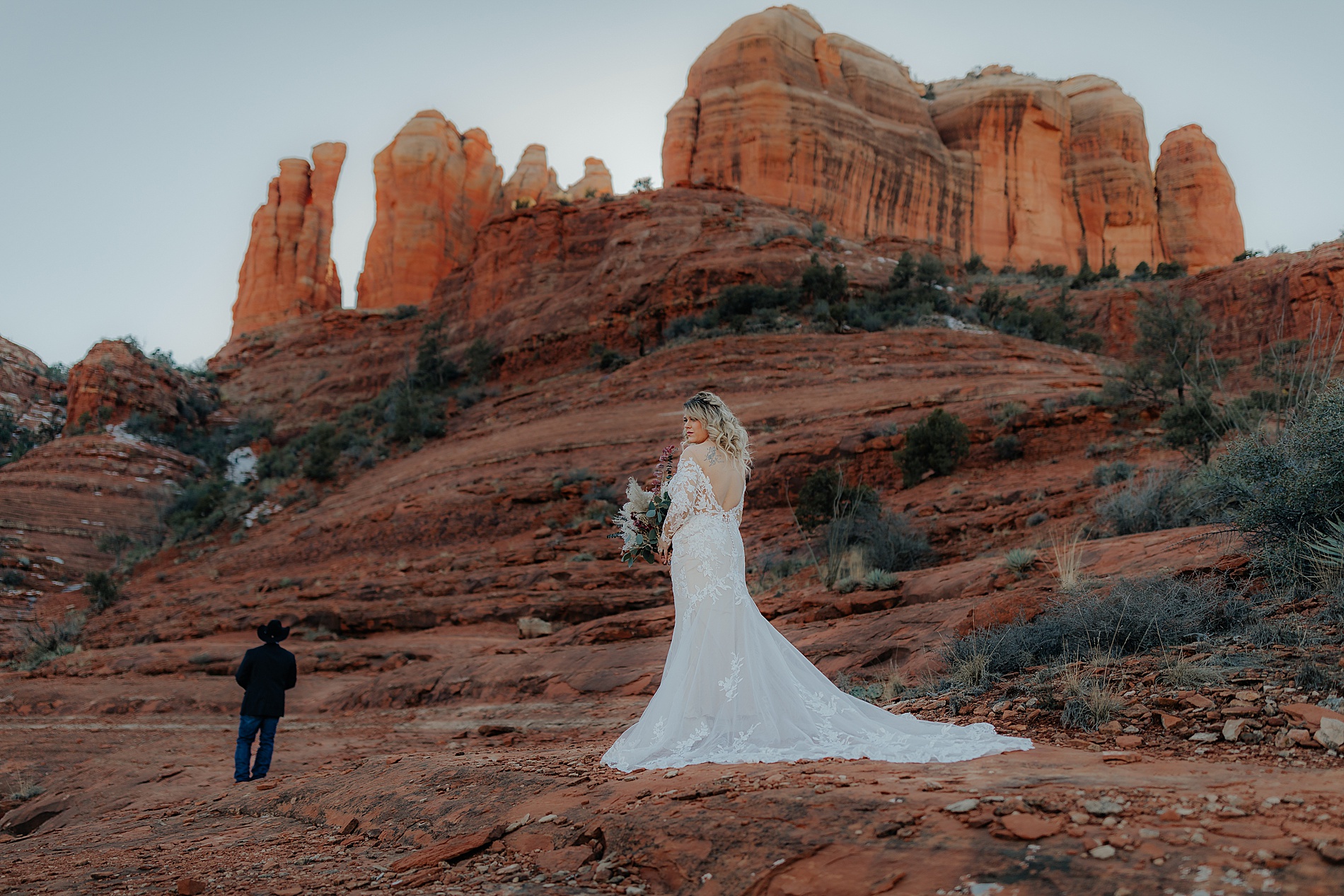 first look moment between bride and groom during elopement 