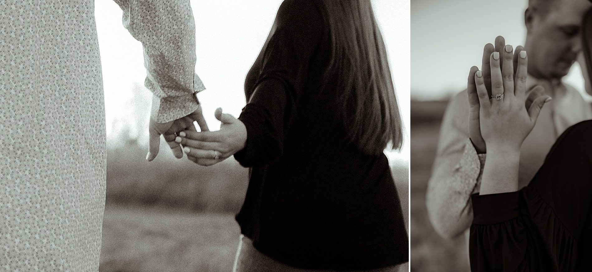 engaged couple holding hands