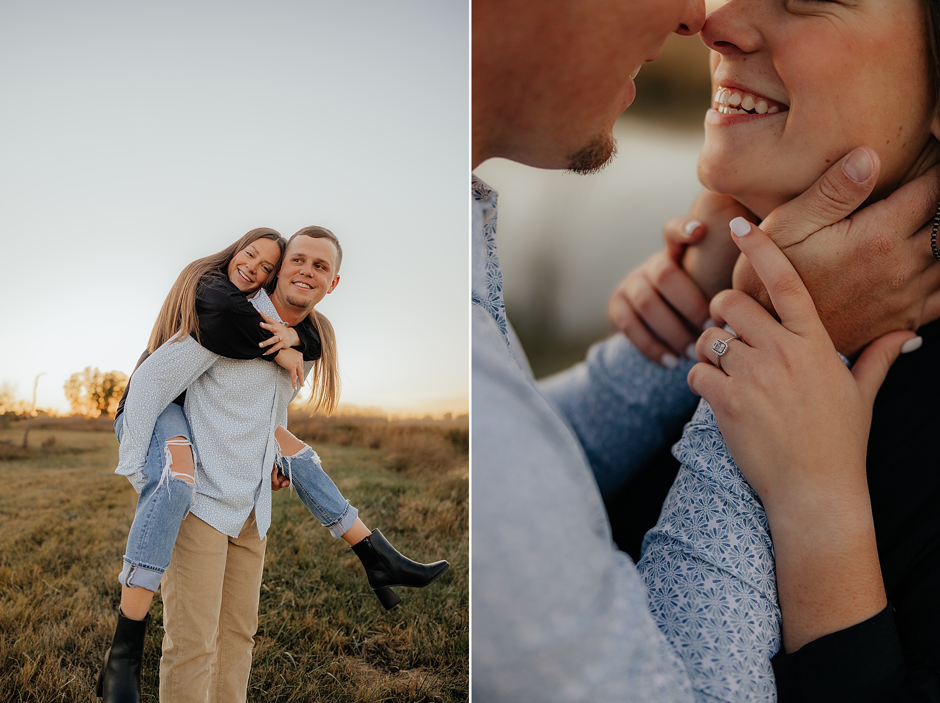 candid and sweet engagement photos of couple having fun
