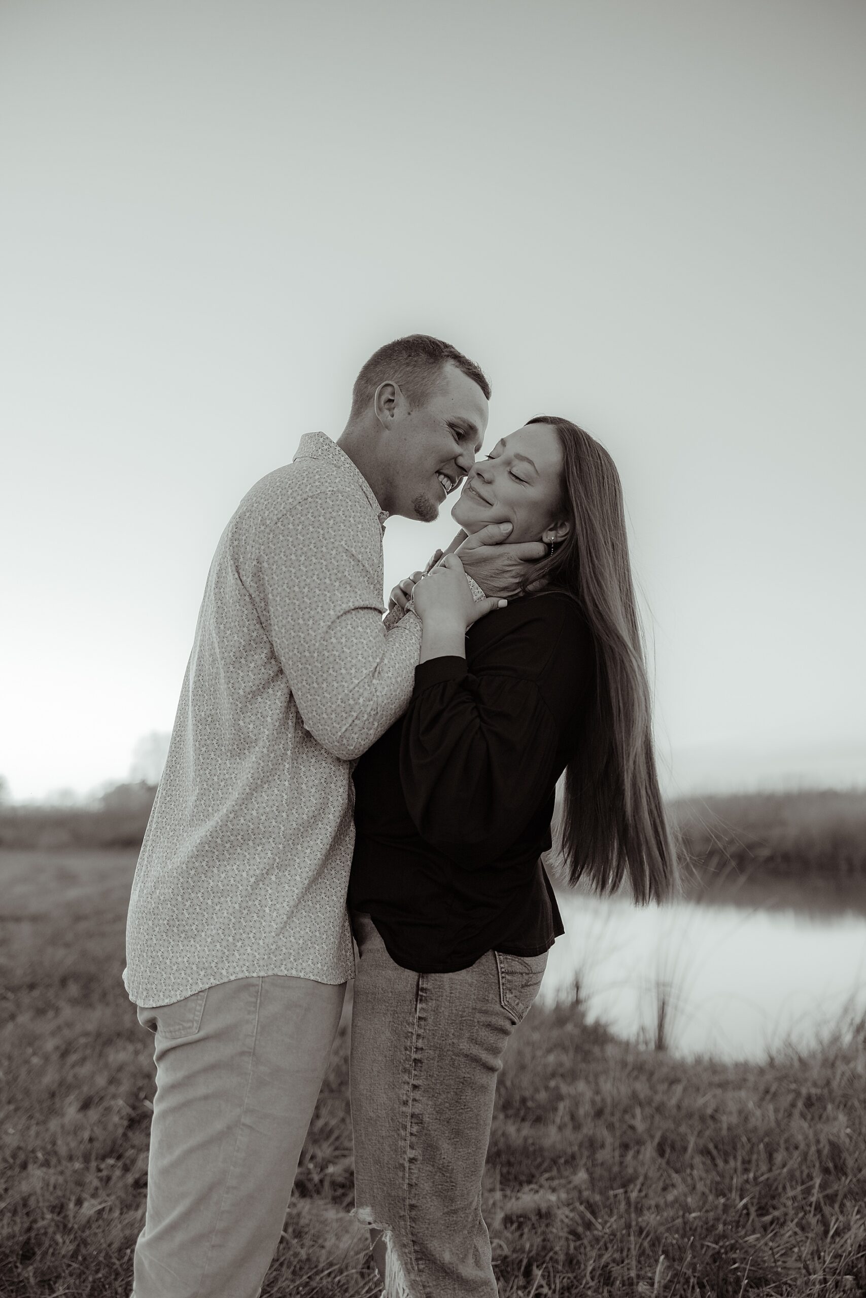timeless engagement photo in black and white