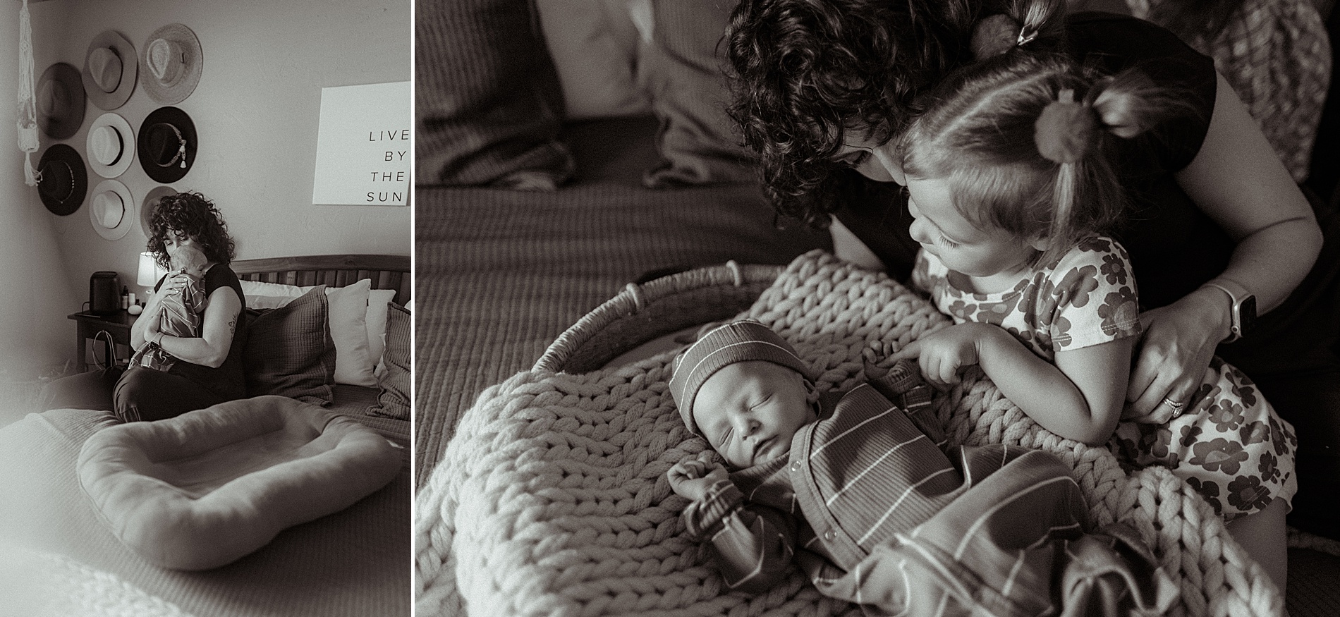 mom and big sister with newborn