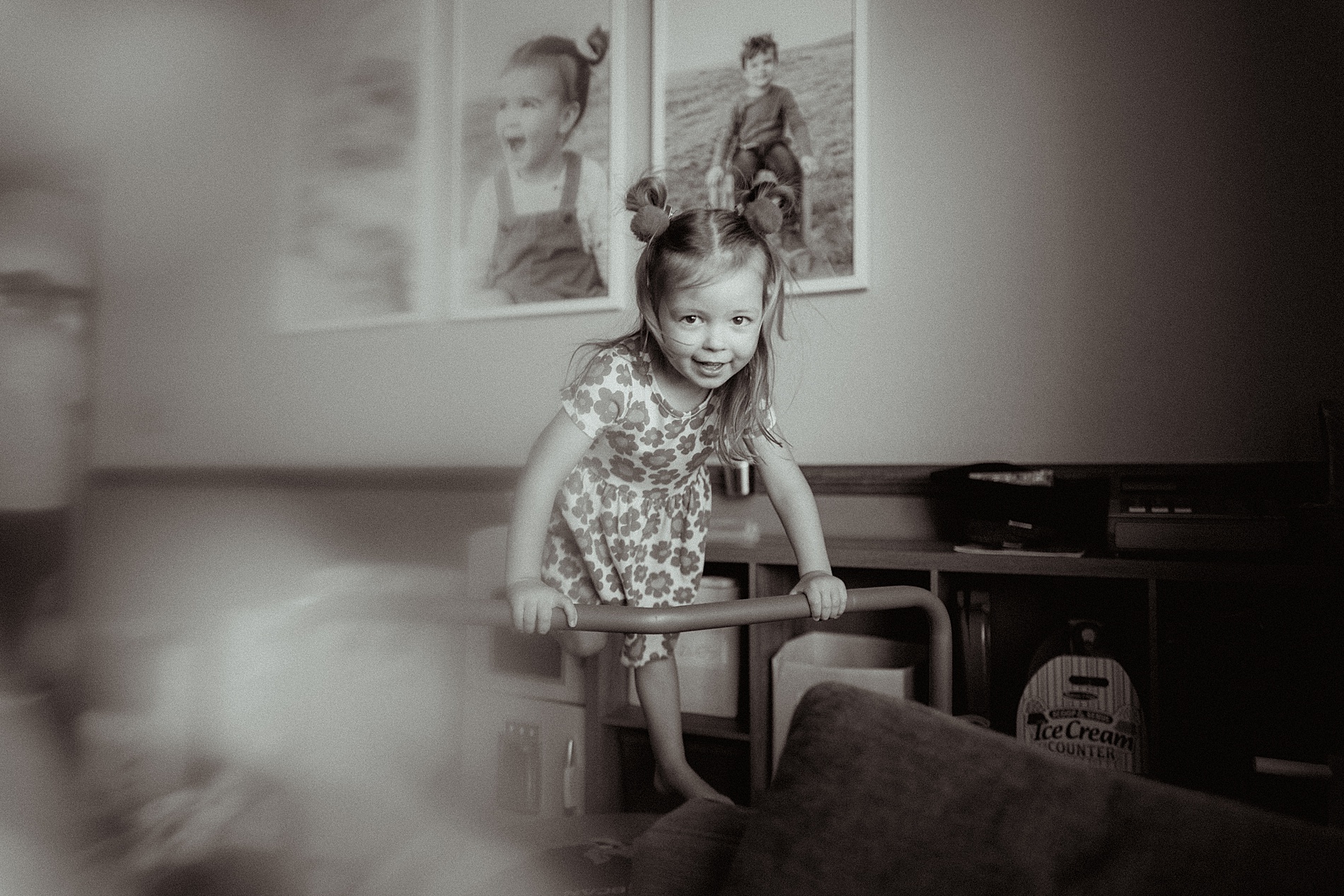 little girl during in-home session