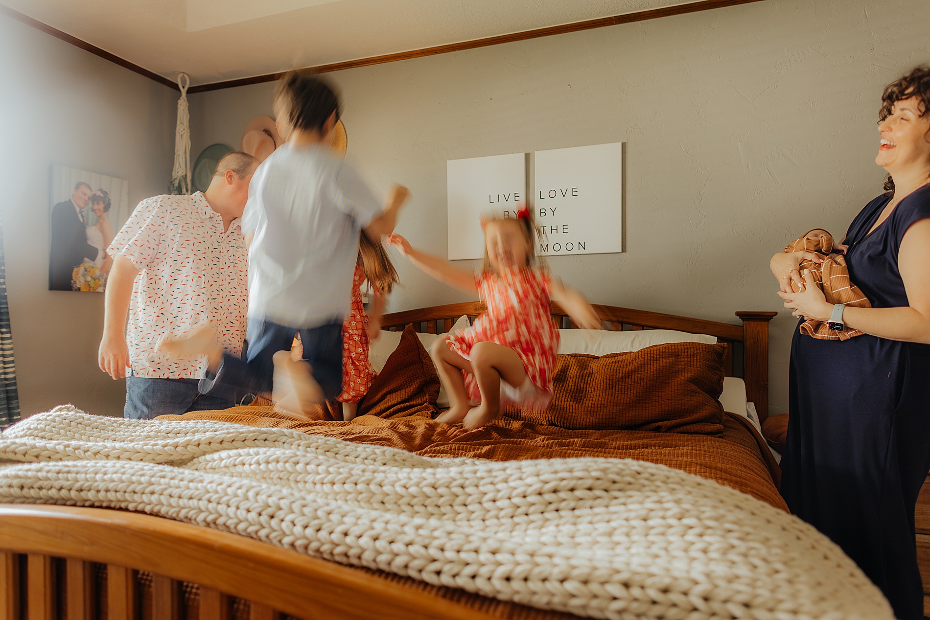 Candid family newborn photography in Texas home