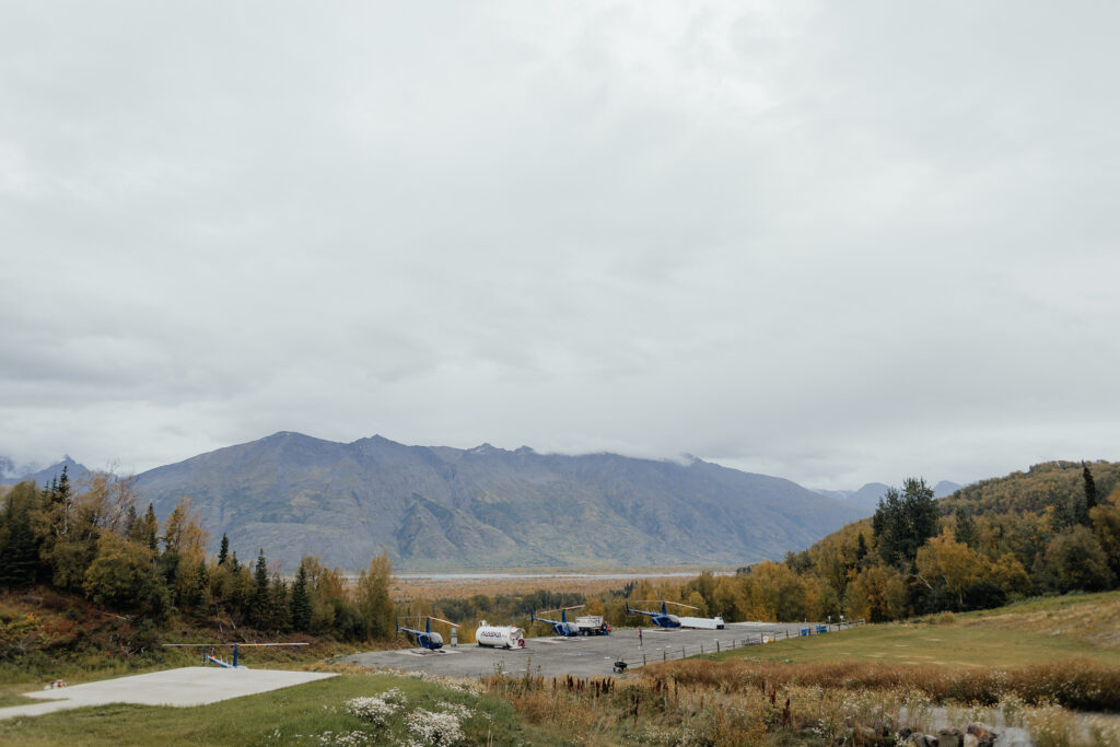 Mountain views overlooking Alaska Helicopter Tours before flying to Knik Glacier.